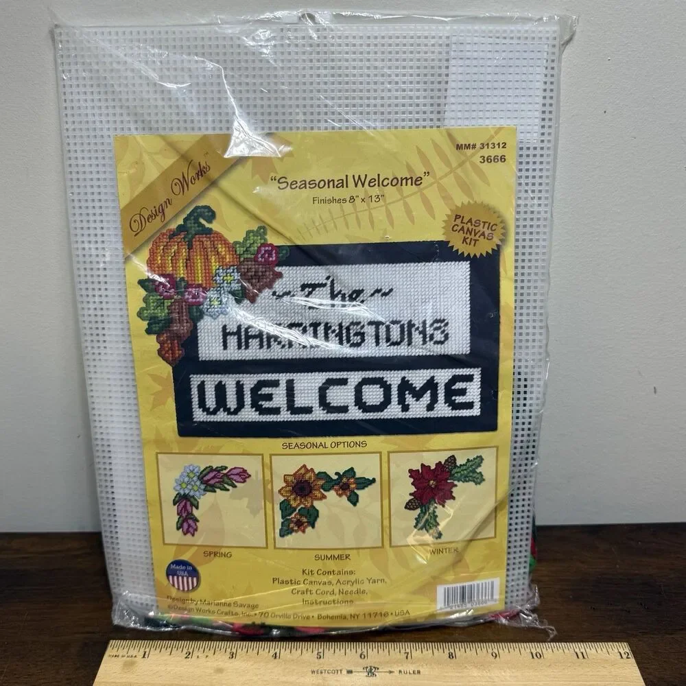 Design Works Crafts Seasonal Welcome Counted Cross Stitch Sign Kit  Multicolor